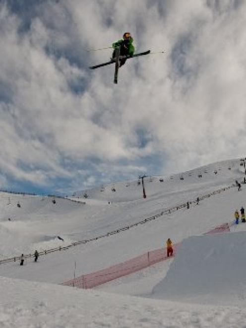 Russ Henshaw, of Australia, won the men's slopestyle competition at the New Zealand Freeski Open...