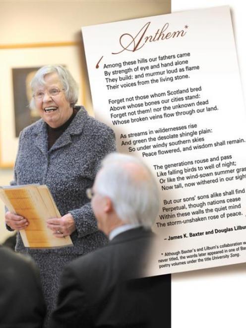 Ruth Wylie donates the original score of an anthem written for the University of Otago by James K...