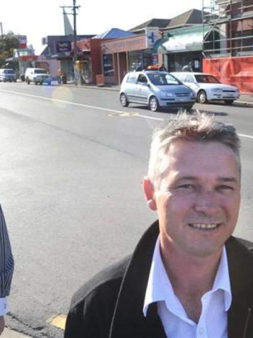 Saddle Hill Community Board member John Moyle (left) and chairman Keith McFadyen, on Main South...