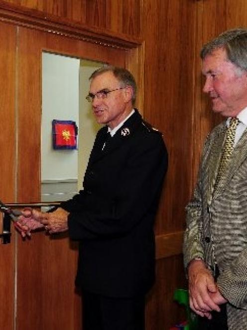 Salvation Army national commander Garth McKenzie, of Wellington, accompanied by Dunedin deputy...