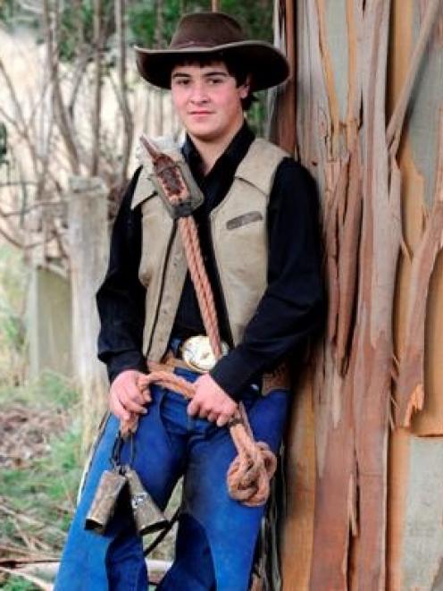 Sam Church, of Palmerston, who will represent New Zealand in the junior steer ride event at three...