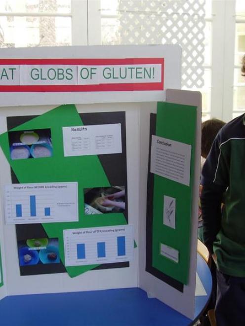 Science alive: Fairlie Primary School pupil Luke Howat (10) shows off his exhibit in the...