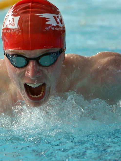 Scott Hallaway (17), of the Wharenui swimming club in Christchurch, competes in the 200m...