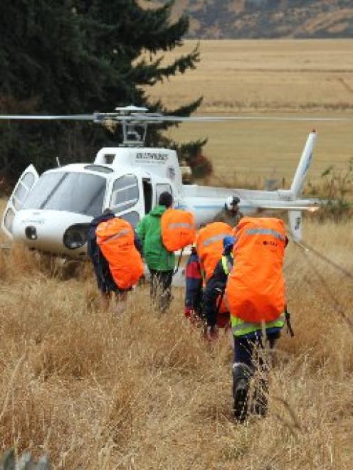 Searchers head for the Ahuriri Valley during last month's efforts to find a missing tramper....