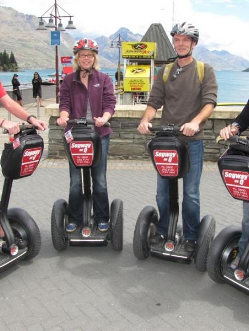 Segway on Q guide Chris Williams, of Queenstown (left), with clients (from left) Letty van der...
