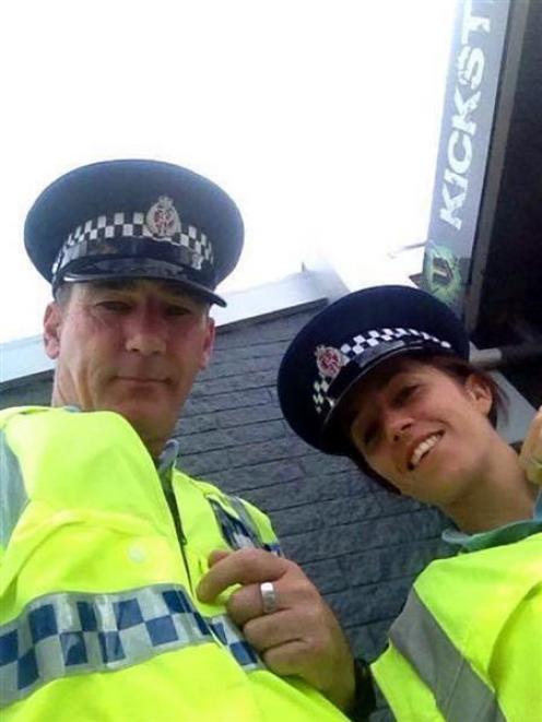 Senior Constable Kerry Fegan and Constable Kristyn Adamson, of Dunedin, take a selfie on an...