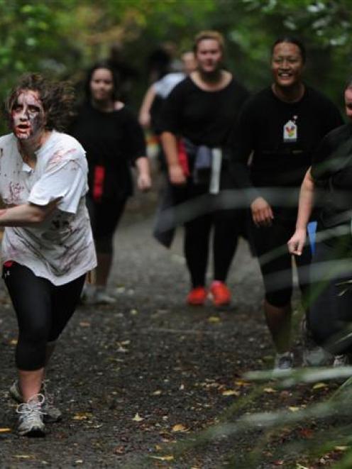 Shambling ''zombie''  University of Otago postgraduate student Paris Pidduck, presents a...