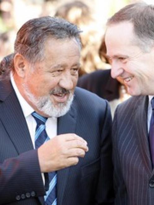 Maori Party co-leader Pita Sharples with Prime Minister John Key