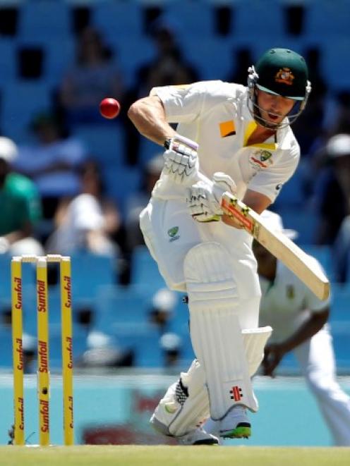 Shaun Marsh plays a shot on his way to a century against South Africa. REUTERS/Siphiwe Sibeko
