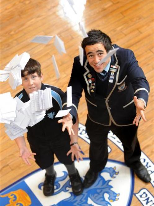 Shirley Boys' High School pupil Jake Kelly (13, left) and King's High School head boy Caleb Gray...