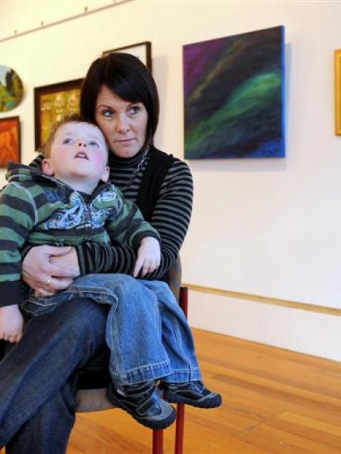 Shirley Turner and son Caleb, who has cerebral palsy, at the Dunedin Community Art Gallery with...