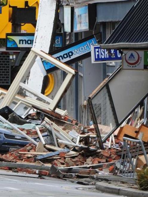 Shops in Manchester St damaged by the Christchurch earthquake.