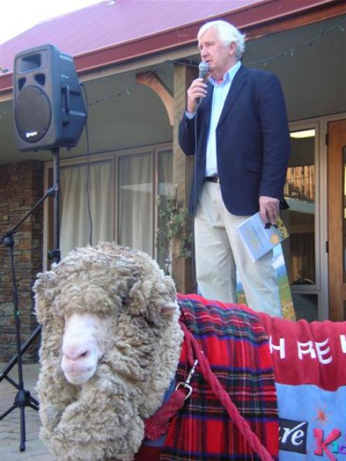 Shrek helps John Perriam launch his book last night. Photo by Rosie Manins.