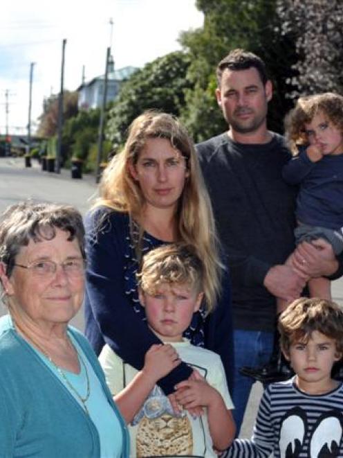 Signal Hill Rd residents (from left) Margaret Gibbs, Anne,  Eddie  (7), Chris,  Joseph  (5) and...