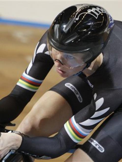 Silver medallist Alison Shanks competes in the final of the women's individual pursuit event...