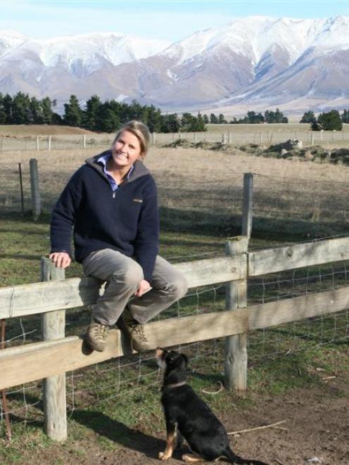 Singer Bex Murray at home on the farm in the Hakataramea Valley with her huntaway dog. Photo...