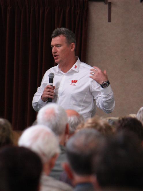 Sir John Kirwan talks about suicide and depression in front of about 400 people from Central...