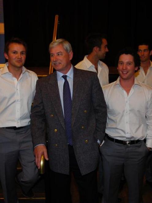 Sir Richard Hadlee chats with members of the Otago cricket team in the Dunedin Town Hall...