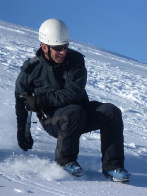 Snow sports lecturer Peter Bilous, of Wanaka,  at work in the mountains. Photo supplied.