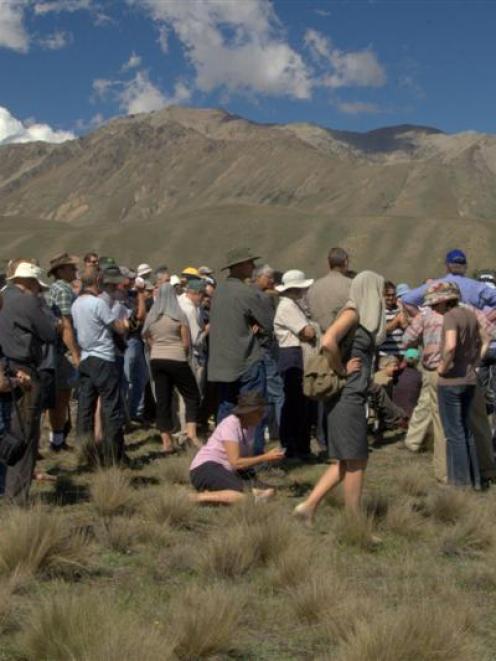 Some of the 140 people who took part in a field trip at the Lake Tekapo Scientific Reserve late...