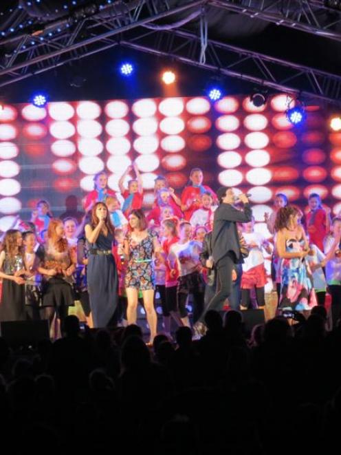 Some of the 250 Wakatipu performers on stage during the final acts of the 2014 Christmas Cracker...