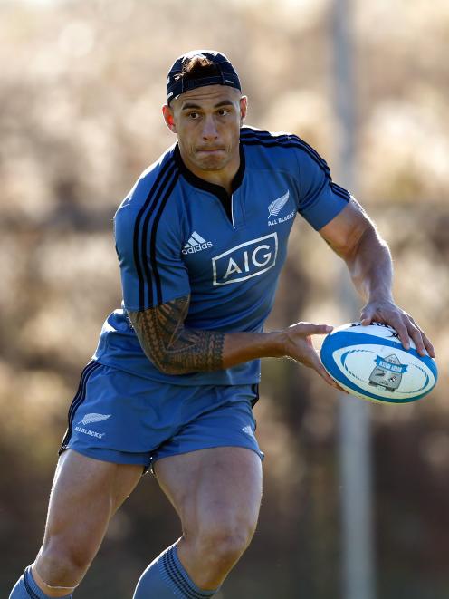 Sonny Bill Williams in action at an All Blacks training session at Toyota Park in Chicago. Photo...