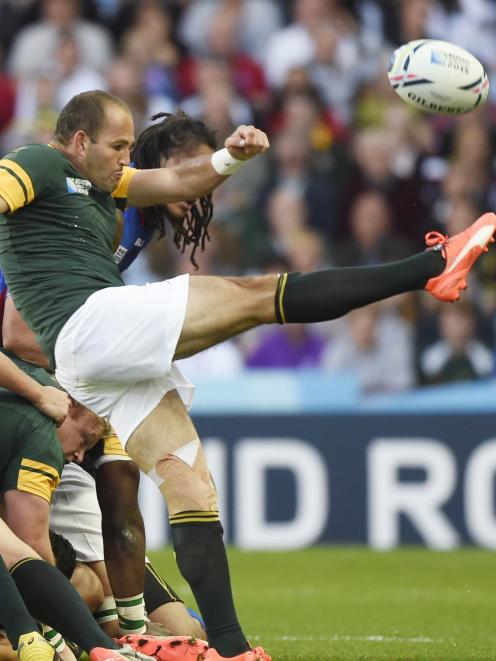 South Africa's Fourie du Preez in action against Samoa during a pool B game at Villa Park,...