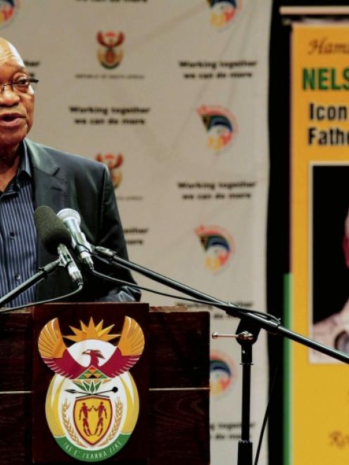 South Africa's President Jacob Zuma addresses a media briefing on arrangements relating to the...