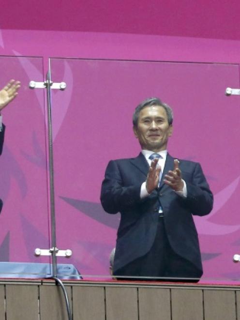 South Korea's Prime Minister Jung Hong-won (left), former South Korean minister for national...