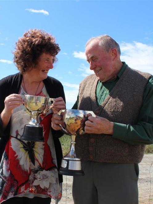 South Otago Gundog Club secretary Maree Wilson and life member Pat Pennell hold  the original...