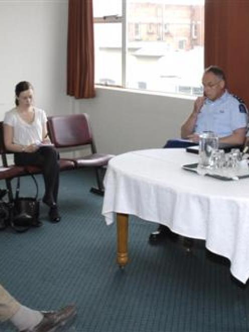 Speaking at a public meeting on suggested policing changes in Dunedin are (from left) Dunedin...
