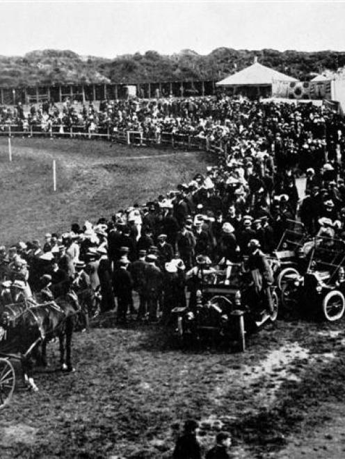 Spectators at the western end of the showgrounds on People's Day at the Otago A and P Society's...