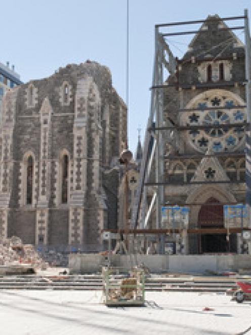 Rubble from the Christchurch Cathedral, following the 6.3 magnitude earthquake.