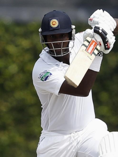 Sri Lanka's Angelo Mathews plays a shot during the final day of the second and final test cricket...