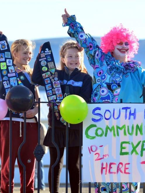 St Clair Girl Guides Ellie Metcalfe (11, left) and Rosebell Auld (9) clown around with Robyn...