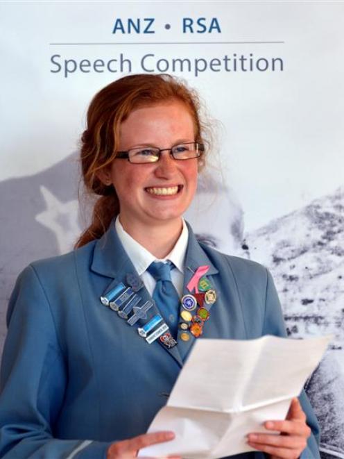 St Hilda's Collegiate School pupil Ihlara McIndoe after winning the ANZ RSA Cyril Bassett VC...