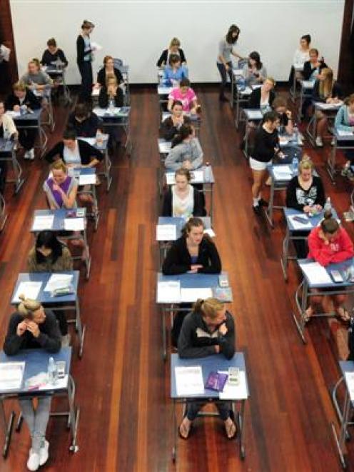 St Hilda's Collegiate School year 11 pupils prepare to start their NCEA level 1 maths exam...