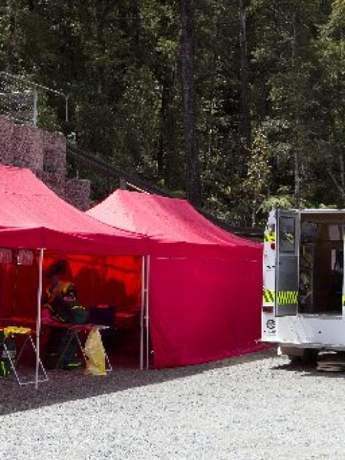 St John staff prepare at the Pike River Coal mine offices, where rescue teams wait for the right...