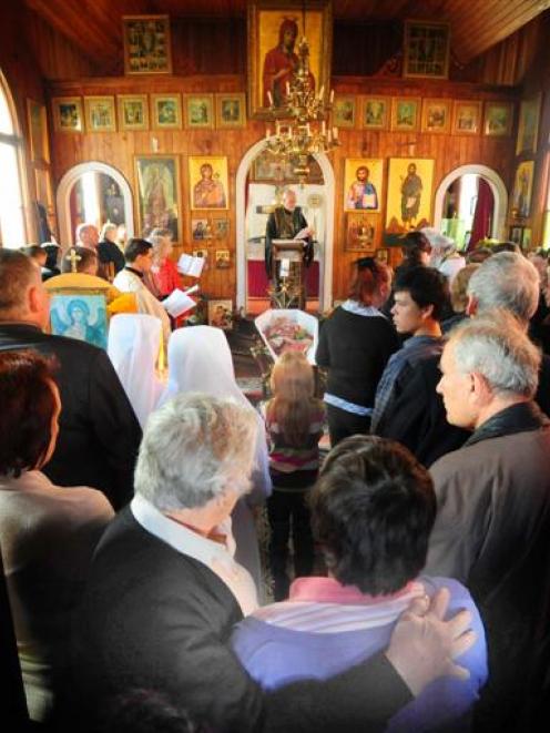 St Michael's Orthodox Church in Dunedin overflows as people gather to farewell the Very Rev...