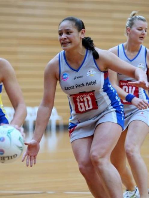 Steel defender Sheryl Scanlan chases the ball during a warm-up game against the Otago development...