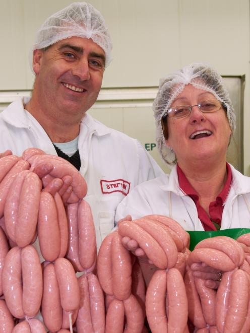 Stephen Flynn and Marie Henry, from Bowmont Wholesale Meats, show some of the thousands of...