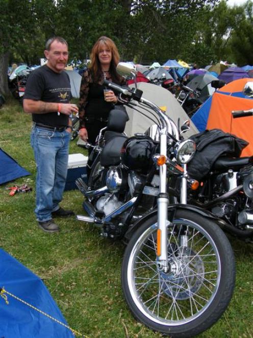Steve and Leanne Stewart, of Alexandra, with their Harley-Davidson at the Vincent County...