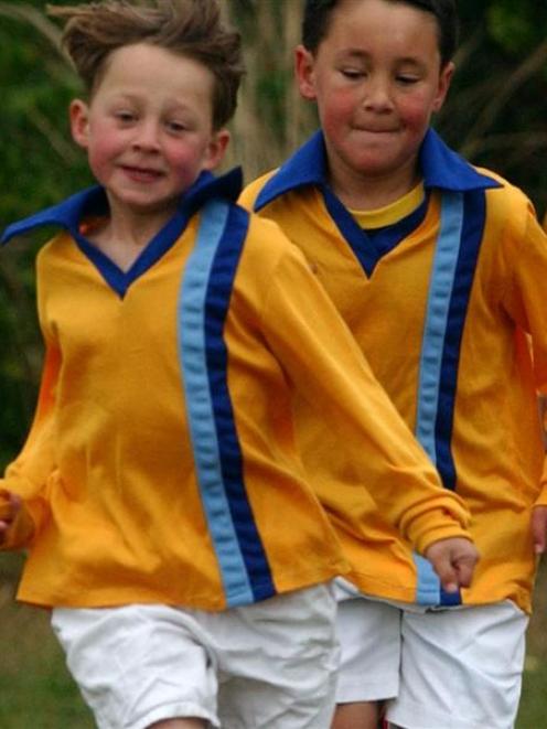 Stevens (left) in action for the Melchester seventh grade team in Dunedin in 2002. Photo by ODT.