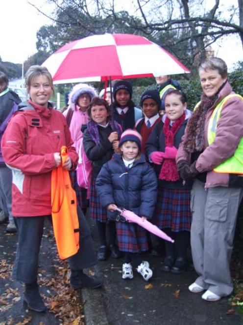 St Josephs Primary School walking school bus "drivers" Shannon Regan (left) and Dianne Mills,...