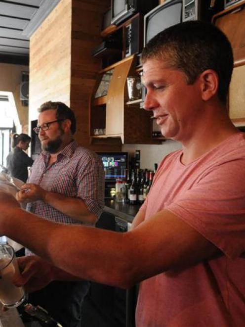 Stuart St Brew Bar owner Richard Newcombe (foreground) with his general manager Duncan Robertson....