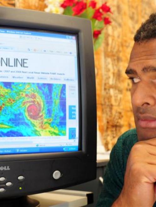 Student Eric Nabalagi checks the latest Cyclone Tomas reports coming from Fiji yesterday. Photo b...