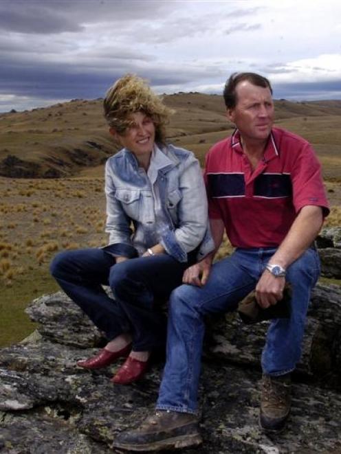 Sue and John Elliot on their property in the Lammermoor Range. Photo by Craig Baxter.
