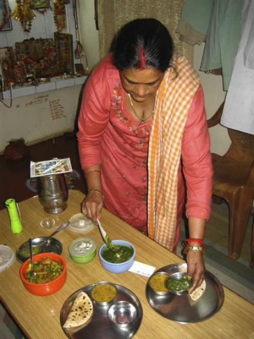 Summy Kapoor, of Varanasi, serves some everyday veg dishes. Photos by Charmian Smith.