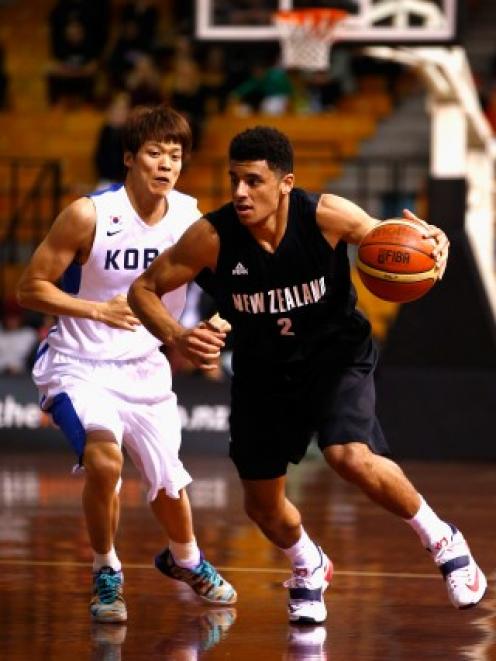 Tai Wynyard takes the ball forward for the Tall Blacks against South Korea in Auckland in July...