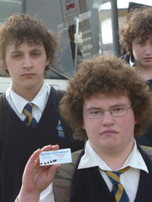 Taieri College pupils (from left) Shaun (16), Kayne (15) and Josh (13) Anderson say using public...